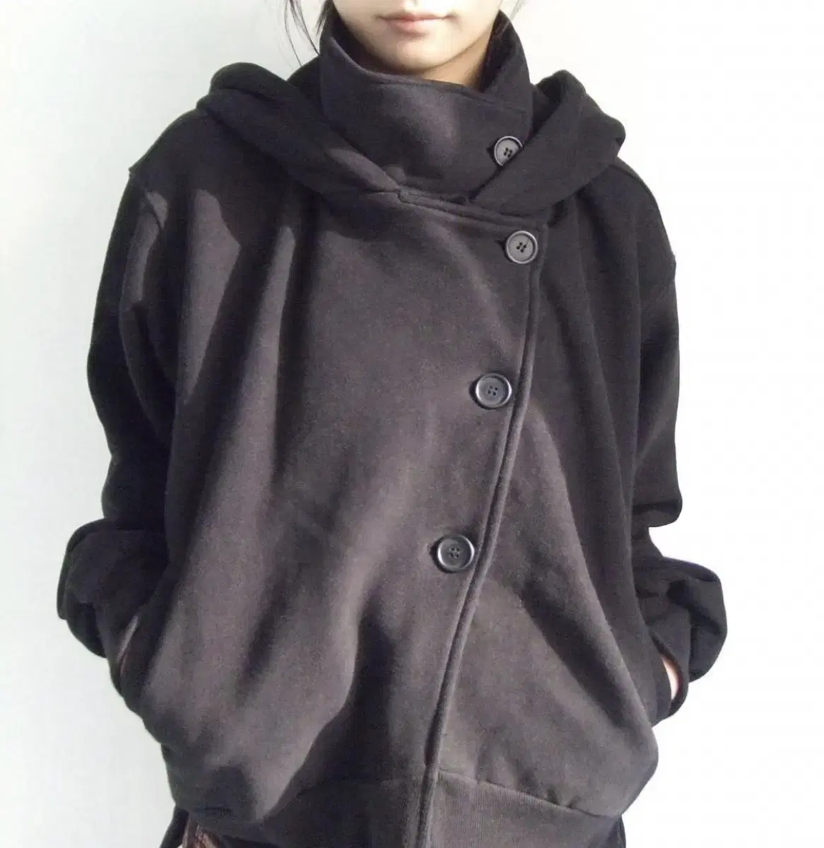 Oshigh 오스하이 High Neck Hood Zip Up Black